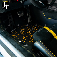 Trockene Kohlefaser mit Velours-Material Autofußmatten für Aventador/LP700/LP720/LP750 SVJ Style Fußpolster Schutzteppich
