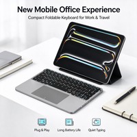 IBOX 11 Dudukan Magnetik Perekat - Keyboard Pengisian Daya BT yang Dapat Dilepas dan Dilipat, Nirkabel, Portabel untuk Tablet dan Laptop
