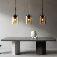 Lustre de restaurant moderne et minimaliste de style nordique, petite suspension de chevet en verre, éclairage LED chaleureux en fer, suspension en forme de ligne de pêche