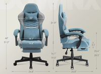 Chaise de jeu confortable avec appui-tête, tissu respirant, chaise de bureau de qualité supérieure, chaise pivotante ergonomique réglable