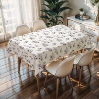 Nappe carrée rose anti-rayures à motif floral, lavable, pour dîner familial et anniversaire