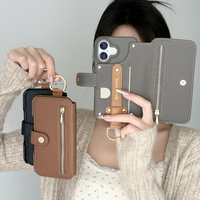 Étui portefeuille de luxe en cuir litchi avec support et porte-cartes pour iPhone 16 Plus Pro Max