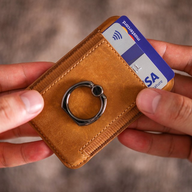 RFID Blocking Ultrathin Leather Phone Case for IPhone Magnetic Money Clip Wallet Genuine Leather Wallet Card Phone Holder