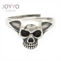 Bague Crâne en Argent Sterling Style Gothique Religieux Vintage Antique pour Homme Motard, Cadeau Anniversaire Mariage Fête, Bague Éternité Crâne