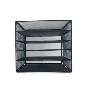 Venta al por mayor manguera negra caja de almacenamiento-Estante plegable de metal y malla de hierro para almacenamiento de escritorio