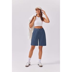 FOXA Bermuda Pantalones cortos deportivos para mujer, cintura alta, hasta la rodilla, con bolsillos, ropa deportiva informal - Product Image 5
