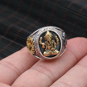 Bague vintage thaïlandaise en argent sterling 990 avec tête de <span class=keywords><strong>Bouddha</strong></span> porte-bonheur Sakyamuni Bodhisattva et sertissage en zircon, cadeau de fête unisexe - Product Image 6