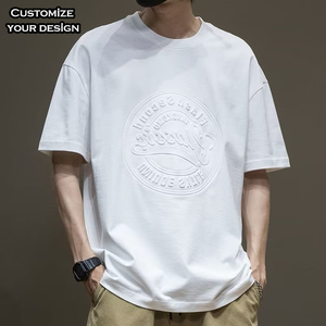 T-shirt Homme Oversize à Manches Courtes 100% Coton Personnalisé OEM, Logo Gaufré de Haute Qualité, Vente en Gros, T-shirt Vierge à Col Rond - Product Image 1