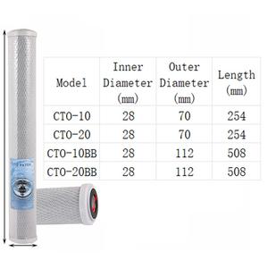 Whole House 2.5" 4.5" Diameter 10inch 20inch Length Activated Carbon Block CTO Water Purifier Filter Cartridge - Product Image 3