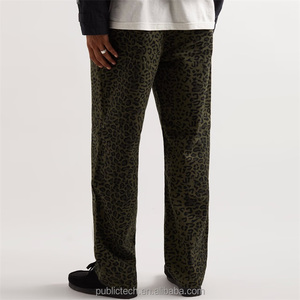 OEM Custom Full Leopard Print Straight Wide Leg Loose <b>Baggy</b> Cotton Twill Pants for <b>Men</b> - Product Image 2