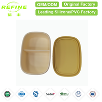 Boîte à bento rectangulaire en silicone à 2 compartiments Refine Factory, sans BPA, chauffable, réutilisable, écologique, pour le déjeuner à l'école ou au bureau