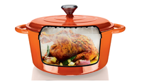 Ensemble de casseroles et marmites en fonte émaillée polie pour cuisine domestique, avec couvercle