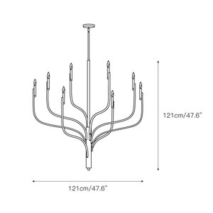 Lustre Moderne Bio-énergétique Livadia, Luxe Nordique, Grand Foyer, Laiton, 8 Lumières LED, Candelabre à <span class=keywords><strong>Branches</strong></span>, Suspension pour Plafond Haut - Product Image 4