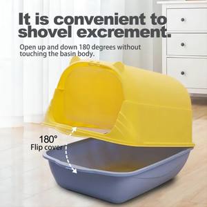 Toilette <span class=keywords><strong>pour</strong></span> chat de haute qualité, entièrement fermée, en matériau PP, avec <span class=keywords><strong>porte</strong></span> avant, bac à litière <span class=keywords><strong>pour</strong></span> chat - Product Image 3