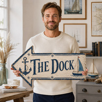 Plaque en métal vintage The Dock Arrow, décor mural nautique pour bar de marina, gaufrée, personnalisée, vente en gros directe d'usine OEM