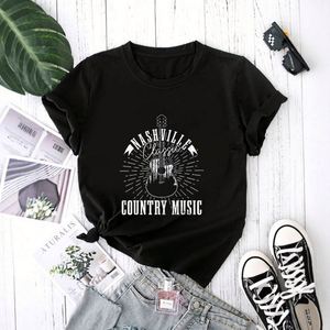 Camiseta con estampado gráfico de guitarra de Country Music Nashville, camisa de algodón de primera calidad - Product Image 1