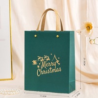 Sac cadeau élégant avec impression à chaud, poignée tressée, réutilisable, thème Noël, emballage cadeau vide