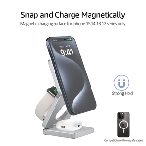 <span class=keywords><strong>Cargador</strong></span> Inalámbrico Plegable 3 en 1 de 15 W en Stock, Estación de Carga USB C, <span class=keywords><strong>Cargador</strong></span> de Viaje Magnético Inalámbrico para iPhone, iWatch y Auriculares - Product Image 4