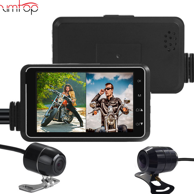 Zimtop Waterproof 3inch 1080P +720P 30fps Night Vision Electric Motorcycle Dash Camera Vehicles DVR
