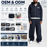 Ensemble de survêtement personnalisé pour homme, coupe oversize, en molleton épais, avec sweat à capuche zippé et pantalon de survêtement large, fabricant OEM ODM de streetwear