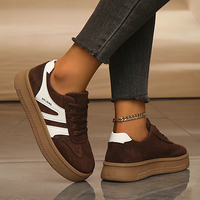 Baskets rétro à lacets pour femmes - Chaussures de sport décontractées à plateforme avec empeigne en PU et semelle extérieure en caoutchouc