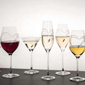 Ensemble de 2 verres à prosecco personnalisés fabriqués à la machine, design 'cœurs' avec cristaux <span class=keywords><strong>Swarovski</strong></span>, flûtes à champagne à long pied - Product Image 4