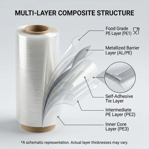 Pellicola Estensibile Metallizzata Morbida per Alimenti, Lunghezza 30m, con Design Autoadesivo per Conservazione Domestica degli Alimenti - Product Image 2