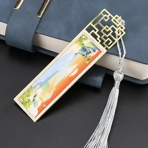 Custom Blank 3D Bookmark Gift Tassels Blank Metal Book Mark Enamel Metal Promotional Bookmarks
