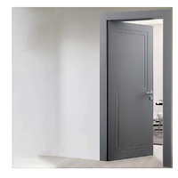 Porte intérieure BOCHARM de luxe en bois foncé, design moderne à 5 panneaux, porte à âme pleine avec poignée noire mate pour villa et hôtel