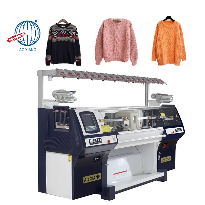 Produsen profesional Jacquard Weave Computerized syal datar wol Sweater mesin rajut