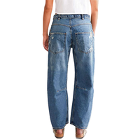 Jean baggy déchiré YUANBOFEI pour femme, coupe ample, denim délavé clair, grandes poches, jean bleu baggy de haute qualité