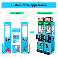 Máquina de garras metálica operada con monedas, con enchufe europeo, para centros de juegos recreativos, con vitrina para premios de peluches y mini muñecas.