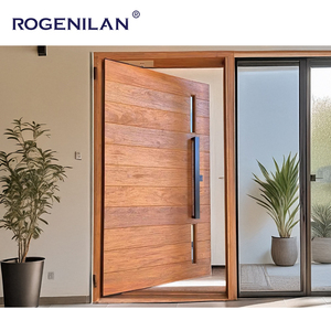 Moderno apartamento casas al aire libre principal puerta de pivote frontal de madera con cerradura inteligente antirrobo puerta de entrada de seguridad - Product Image 2