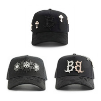 Gorras Barbas Hats Personalizadas de 5 Paneles, Gorras de Béisbol de Gamuza con Visera Curva, Negras, Originales B-STAR GRAFFITI, Sombrero Barbas Hats