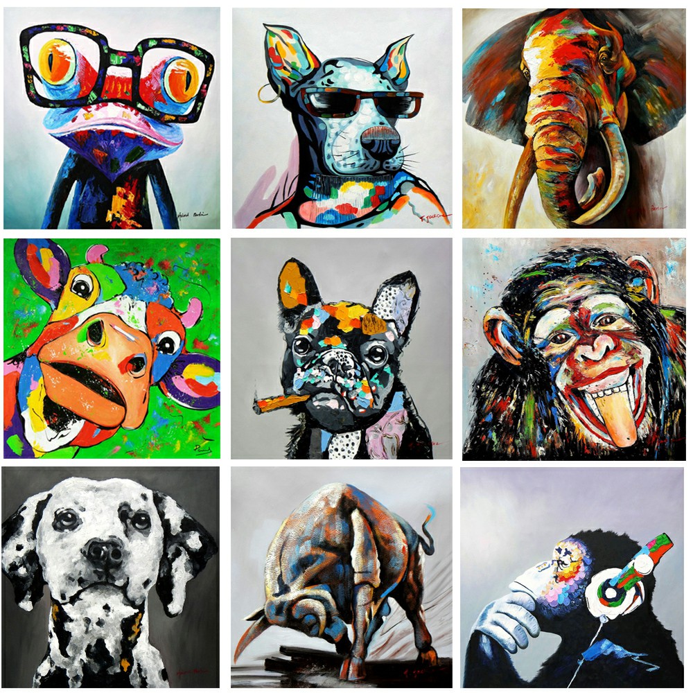 手作りのモダンなキャンバスの壁の装飾動物の顔アート猫プッシー絵画