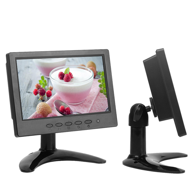 DVI//S-Video Input 400cd/m Brightness CCTV Small Computer Touch Screen 7 Inch LCD HD Monitor with Speaker for Desktop Use