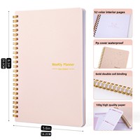 Reliure spirale, couverture en PP imperméable, A5, pages intérieures épaisses et colorées, pour l'école, les étudiants, le bureau, cadeau, planificateur 52 semaines