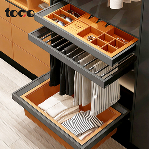 Organizzatore per Armadio con Chiusura Morbida, Porta Pantaloni Estraibile Multifunzionale, Cassetto Scorrevole Multilivello per Gioielli - Product Image 2
