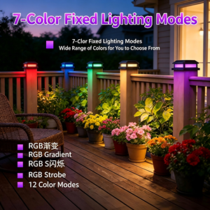 Lampe solaire à pilier RGB, changement de couleur, télécommande, 12 modes, étanche IP44, LED, lampe décorative de jardin extérieure - Product Image 3