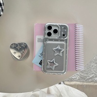 Coque de téléphone de luxe en gros, électroplaquée, motif étoile, magnétique, en TPU et PC, avec support cœur miroir et porte-cartes pour iPhone 17 16 Pro Max