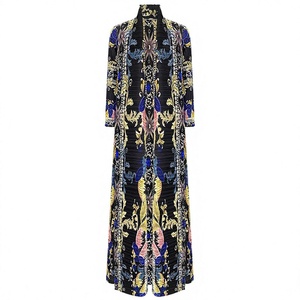 <b>Wholesale</b> Woman Abaya Dubai Open Front Lace Long Sleeve Muslim Kimono Dress Elegant <b>Modest</b> Islamic <b>Clothing</b> Woman Abaya Custom - Product Image 1