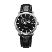 Montres-bracelets mécaniques pour hommes Tophill TW021G Super Time 5ATM étanches en cuir véritable de luxe avec cadran de 38,8 mm en or rose