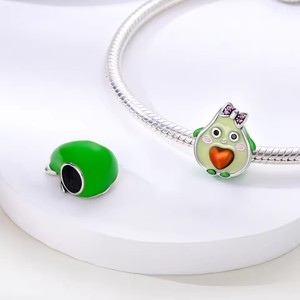 Factory Customized 100% 925 Sterling Silver <b>Cute</b> Zircon Avocado Bead Pendant Fit Women's DIY <b>Bracelet</b> Fashion Jewelry - Product Image 2