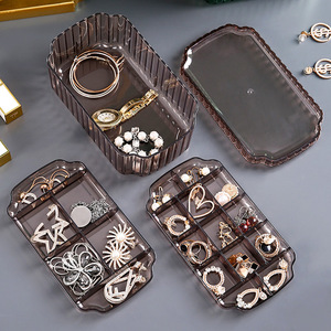 Boîte de rangement de bijoux avec compartiments pour bagues, boucles d'oreilles, colliers, portable, multicouche, marron et vert foncé, PS - Product Image 2