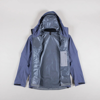 Jaket Windbreaker Pria Hard Shell Logo Kustom, Jaket Outdoor Tahan Air GORE-TEX, Warna Ungu Stratus