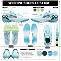 Chaussures de football à crampons longs en TPU à maille dégradée pour jeunes, crampons de football pour terrain naturel, à lacets, pour matchs professionnels, unisexes