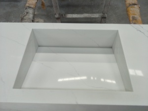 Piani Lavabo in Quarzo Bianco Moderno Personalizzabili in Varie Dimensioni <span class=keywords><strong>per</strong></span> Progetti di <span class=keywords><strong>Cucine</strong></span> e Bagni di Hotel - Product Image 2