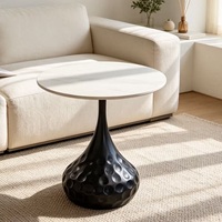 Table basse/table d'appoint ronde en marbre/pierre frittée, style artistique moderne et créatif, taille personnalisable, pour salon domestique