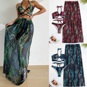 Conjunto <span class=keywords><strong>de</strong></span> <span class=keywords><strong>Bikini</strong></span> <span class=keywords><strong>de</strong></span> Tres Piezas para Mujer con Falda <span class=keywords><strong>de</strong></span> Playa, Traje <span class=keywords><strong>de</strong></span> Baño Estampado Sexy, <span class=keywords><strong>Bikini</strong></span> con Protección Solar Estilo <span class=keywords><strong>Pasarela</strong></span> - Product Image 1