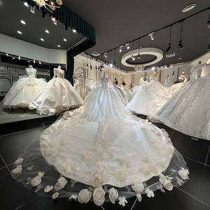 Robe en satin à col cœur Lsml085 avec des roses 3D complètes et un voile, luxueuse, romantique, comme une princesse de <span class=keywords><strong>conte</strong></span> de fées, Jancember - Product Image 6